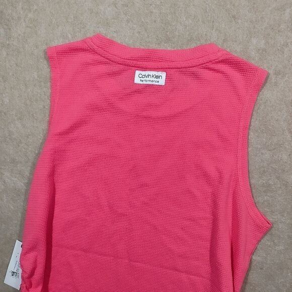 Calvin Klein Performance Sleeveless Crew Neck Side Tie Ruched Tank Top -I - Picture 4 of 9